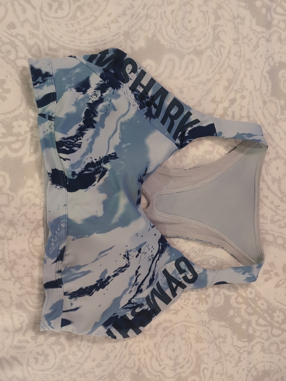 Gymshark Blue Marble Racerback Sports Bra
